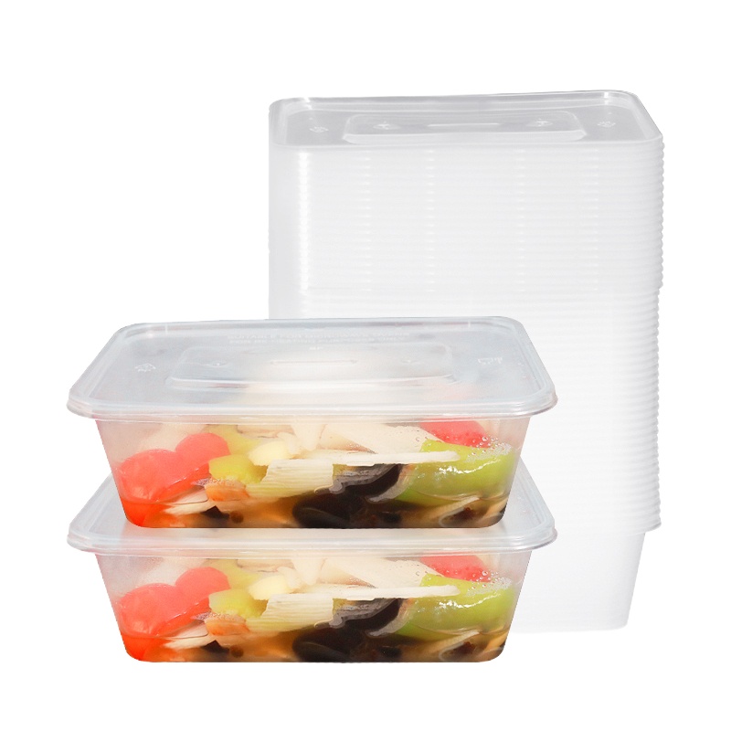 一次性餐盒长方形 750ml 带盖外卖透明炒饭加厚方盒 300只装
