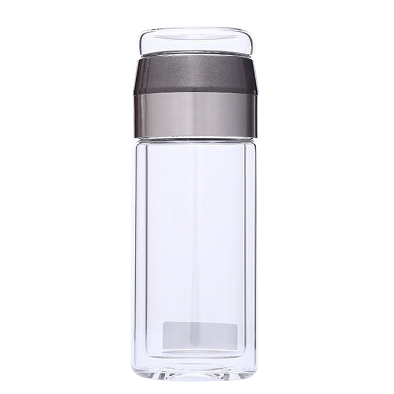 晶立方 茶水分离杯250ml 泡茶杯子双层玻璃杯男女车载便携水杯