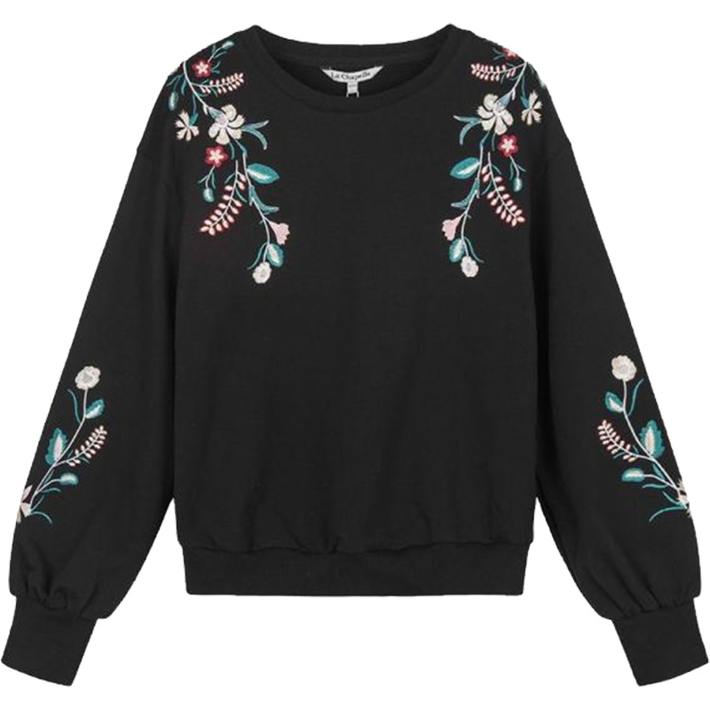 【热卖】拉夏贝尔卫衣女套头无帽2018春新款韩版潮宽松黑色原宿风上衣外套10014576