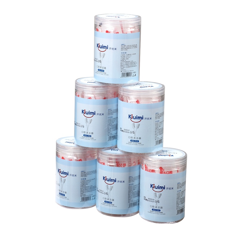 开优米(Kiuimi)婴儿口腔清洁器 乳牙刷棉棒新生儿纱布宝宝0-3岁洗舌苔神器 30支装