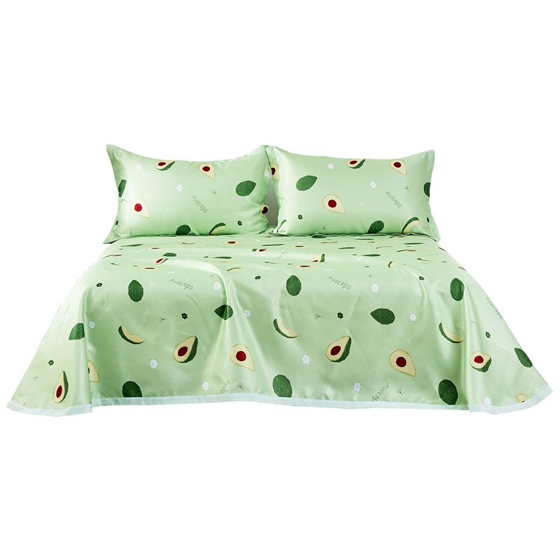 梦洁MEE/觅 冰丝凉席三件套1.8m床夏季床单席子1.5米可水洗折叠夏凉席 森森果绿
