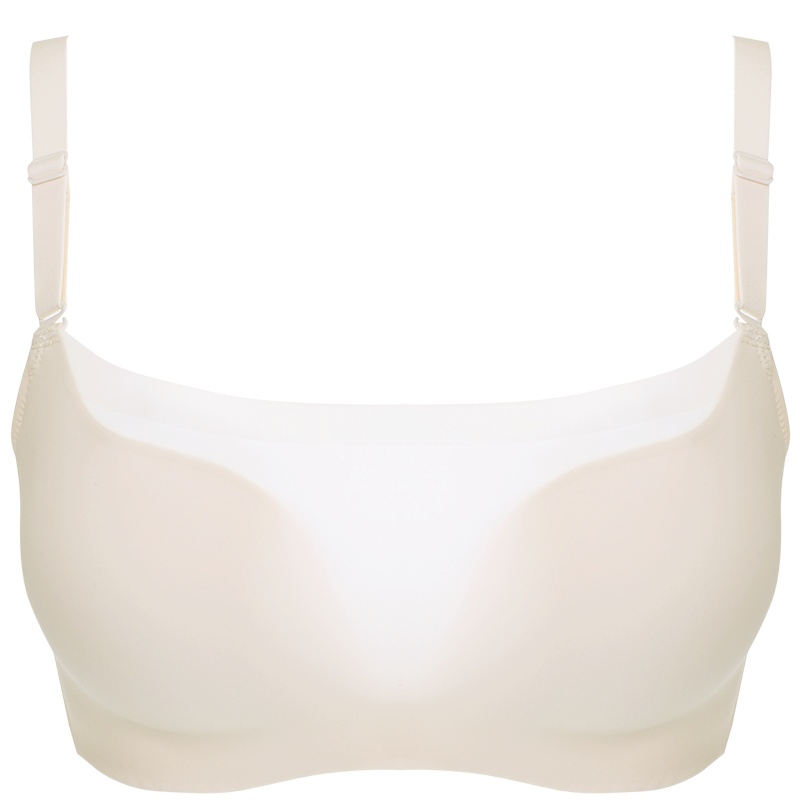 依曼丽光面无痕百搭内衣女大胸显小抹胸防走光无钢圈上薄下厚聚拢文胸