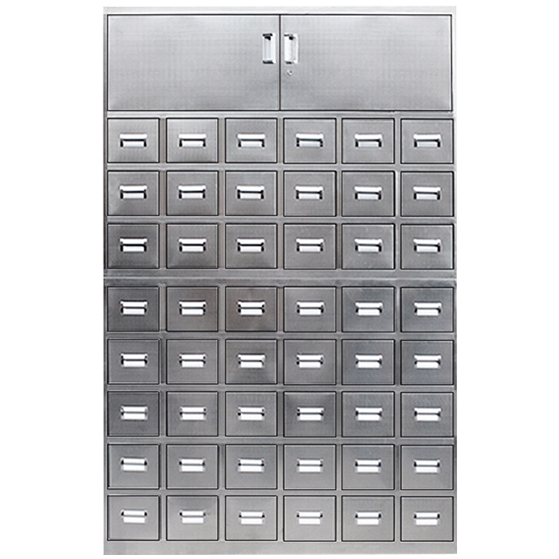 鑫金虎 不锈钢中药柜草药柜医药店药品柜西药品柜不锈钢多斗柜48斗顶柜