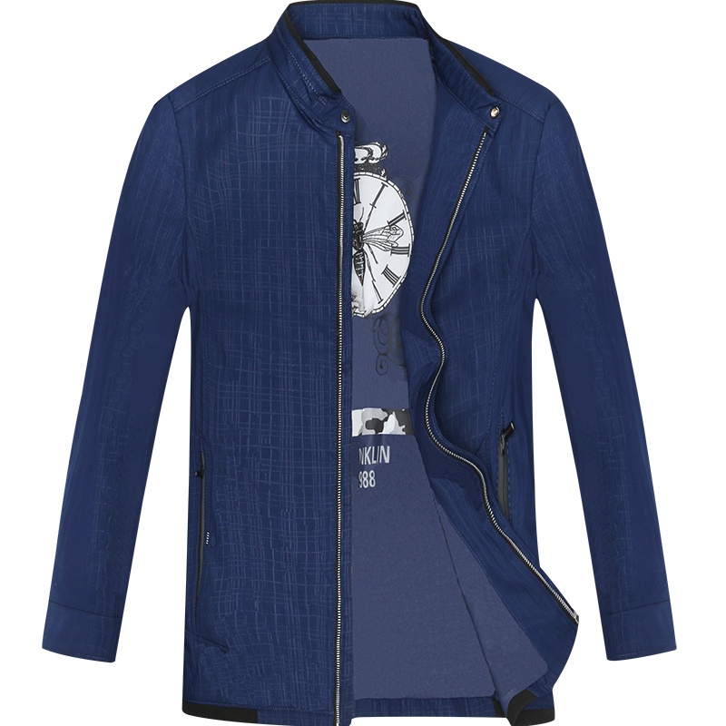 红豆男装 男士夹克 秋季时尚格纹印花外套立领夹克