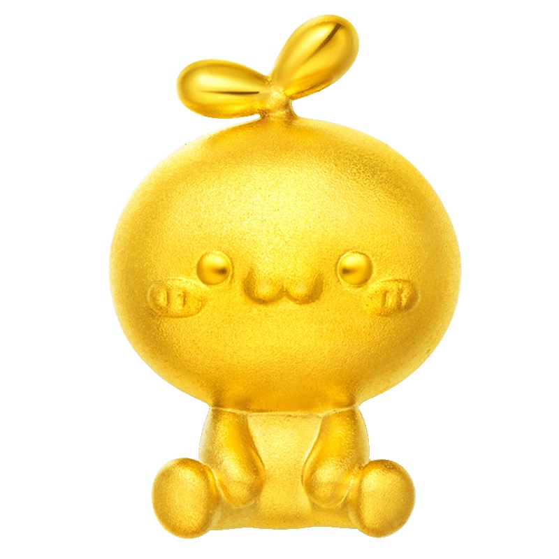 周大福「长草颜团子」可爱足金黄金吊坠R19366