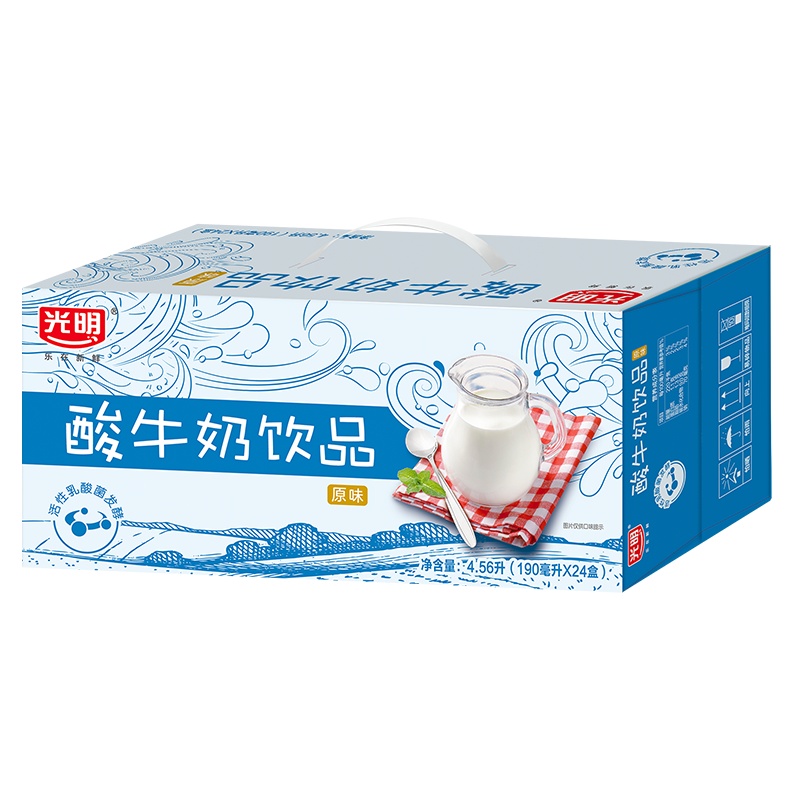光明原味酸牛奶 原味酸奶190ml*24盒装