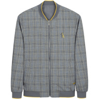 千纸鹤男装茄克外套男2020年春季男士棒球领格子夹克男30473