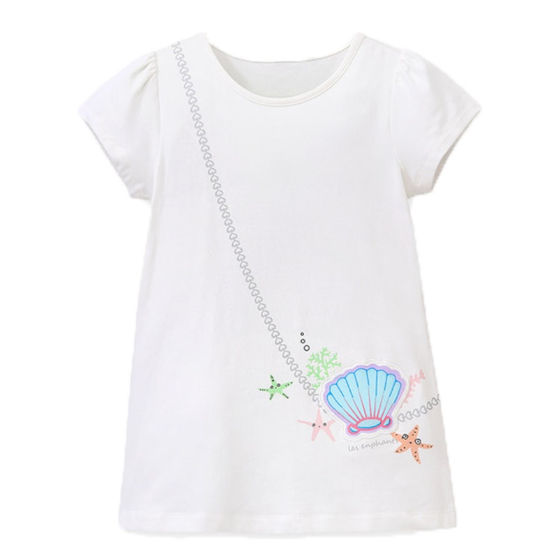 丽婴房童装女童短袖T恤宝宝夏季白色上衣儿童新款休闲棉T薄款2020