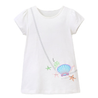 丽婴房童装女童短袖T恤宝宝夏季白色上衣儿童新款休闲棉T薄款2020