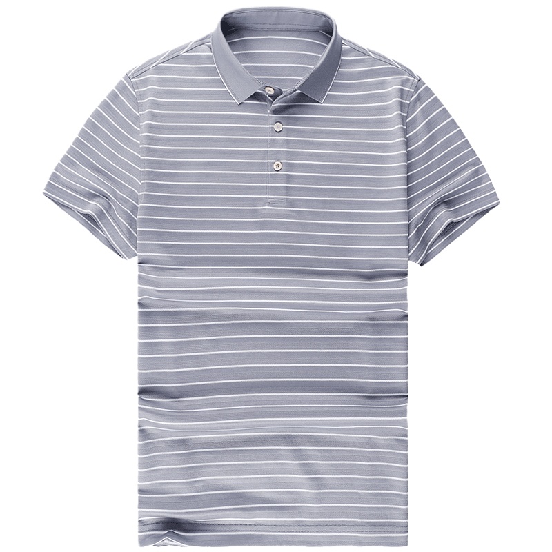 布先生短袖T恤 丝光棉条纹翻领polo衫男爸爸上衣t恤 AT10130