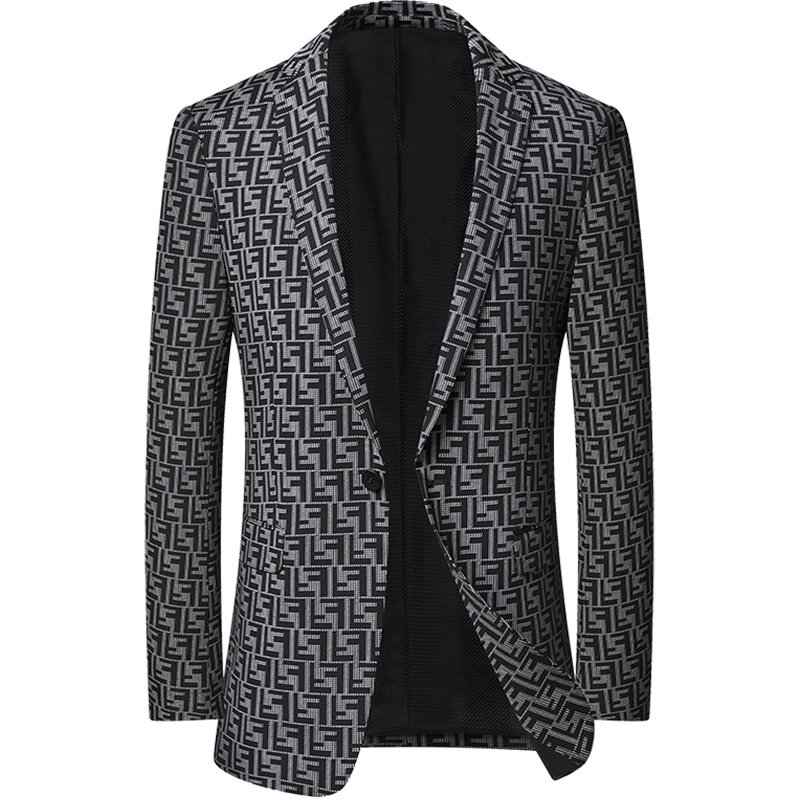 雅鹿男装新款弹力光滑格纹面料挺括质感男士西服外套218001923