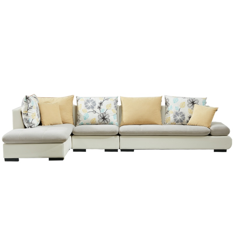 全友家居 简约现代客厅沙发 可拆洗皮质布艺沙发 中小户型1+3+转角位102210沙发