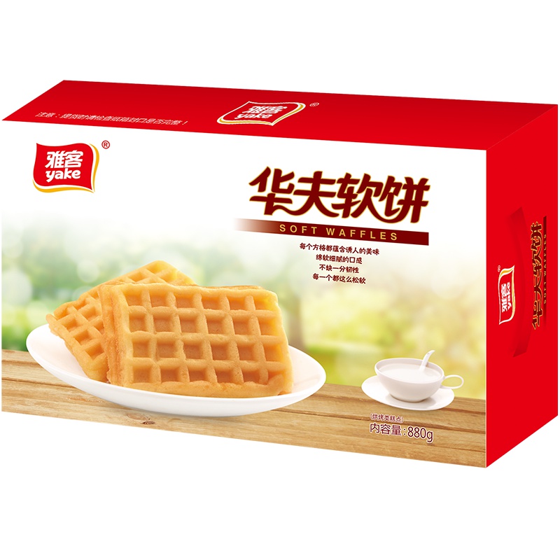 雅客原味华夫软饼格子饼蛋糕880g休闲糕点早餐麦面包整箱约29个