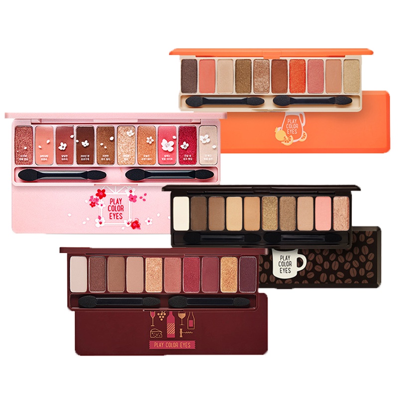 韩国直邮 伊蒂之屋十色眼影盘少女珠光哑光酒红色