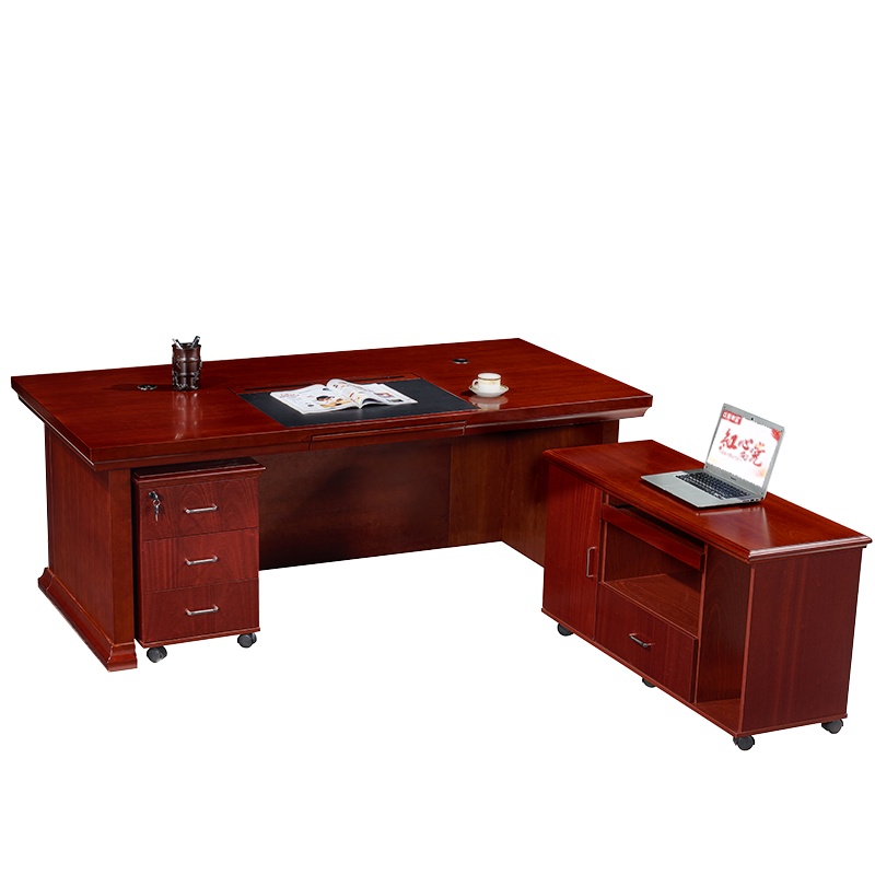 [红心家居]办公家具中班台老板桌办公桌油漆实木贴皮班桌