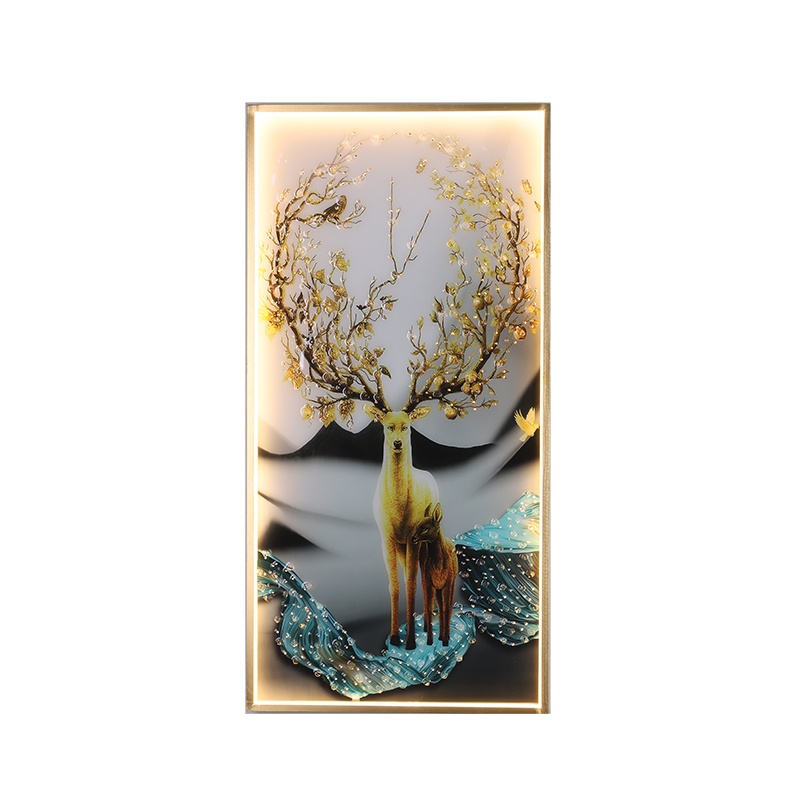 克罗斯塔 竖版单幅壁画灯时尚轻奢客厅卧室餐厅壁灯背景墙装饰led晶瓷壁画装饰壁灯