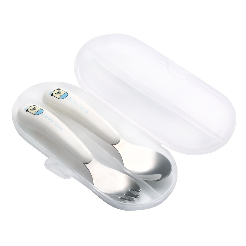 儿童餐具婴幼儿童304不锈钢叉子勺子套装训练勺宝宝吃饭卡通叉勺 送防尘盒