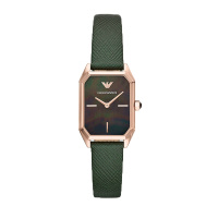 阿玛尼(EMPORIO ARMANI)手表 时尚方盘休闲皮带石英表女