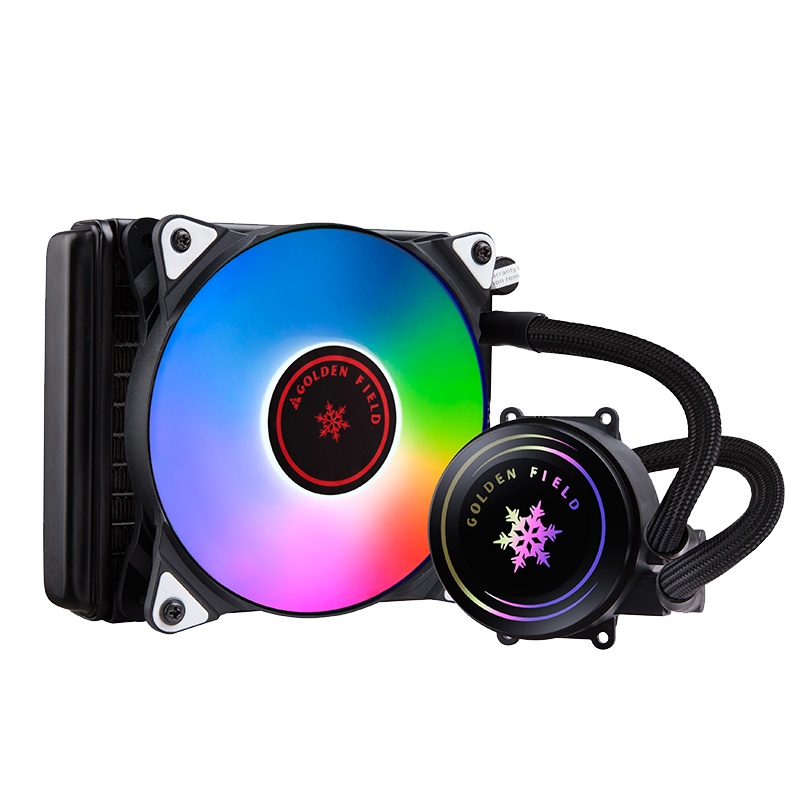 金河田雪影120G(炫彩)水冷散热器、电脑台式机cpu一体式水冷套装静音风扇 黑色(多平台/LED炫光风扇/强劲散热)