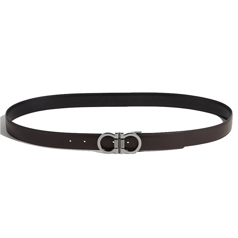 Salvatore FERRAGAMO菲拉格慕GANCINI系列双面可用可调节经典马蹄扣男士牛皮皮带腰带678648