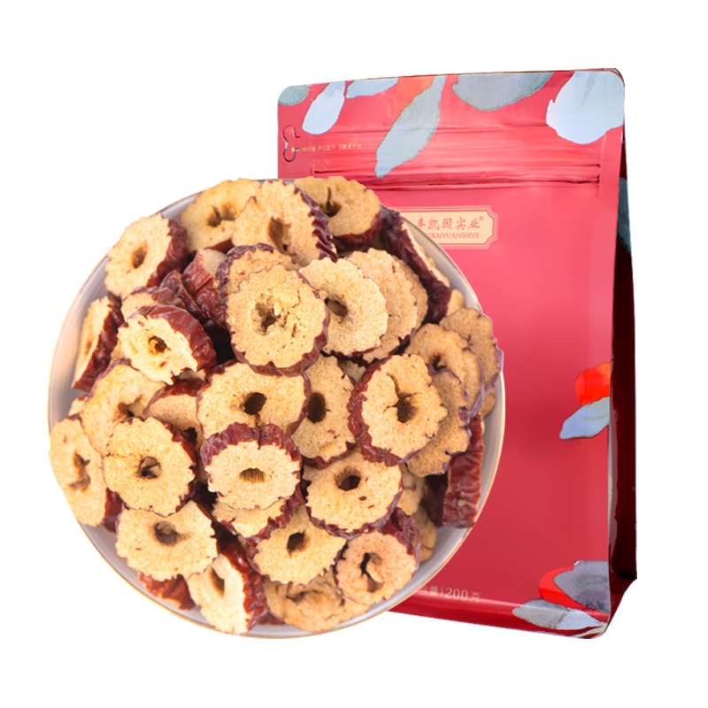 丰凯园实业红枣片买2送1 无核烤空心小枣圈片泡茶 干吃原味干果大枣 200g/袋装