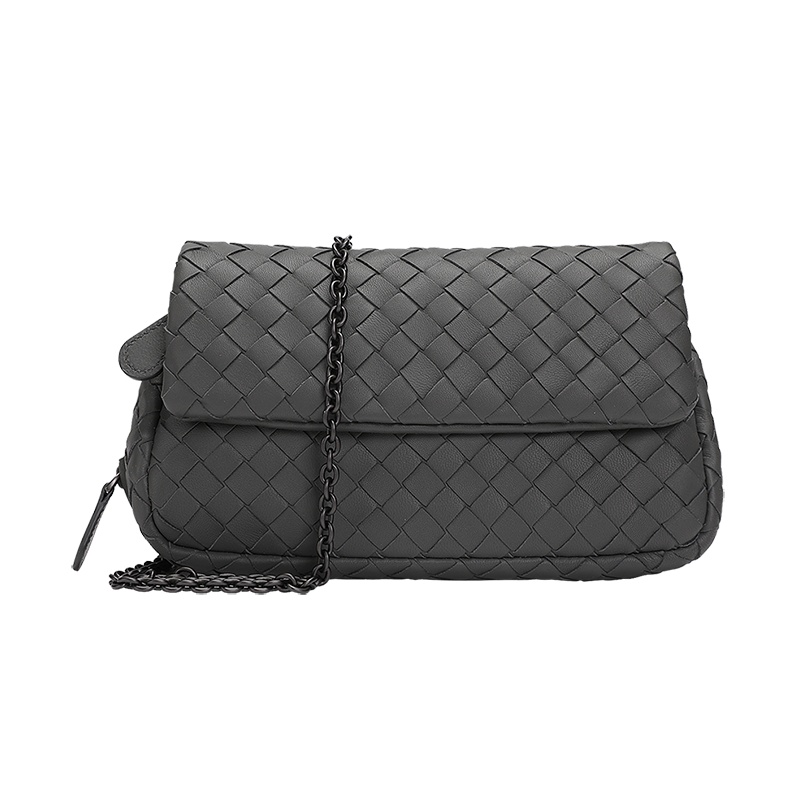 BOTTEGA VENETA 宝缇嘉 BV 2020新品 女士羊皮编织链条单肩斜挎包灰色