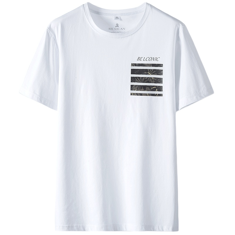 稻草人短袖T恤男2019夏季新品薄款印花纯棉简约半袖男士打底衫