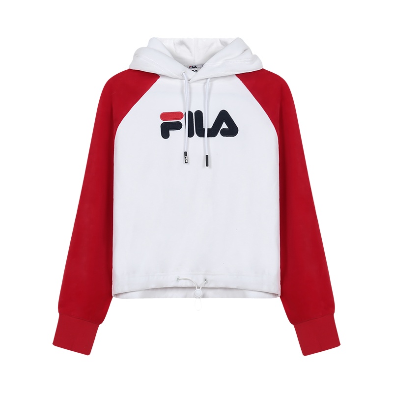 FILA 斐乐 女士 棉质短款连帽长袖卫衣运动衫 687956
