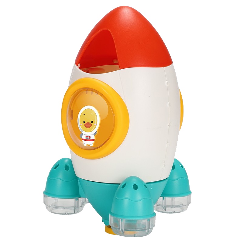 麦巧适(MAQUCC)儿童玩具宝宝洗澡沐浴互动婴儿浴室戏水套装火箭筒旋转喷水-活力橙