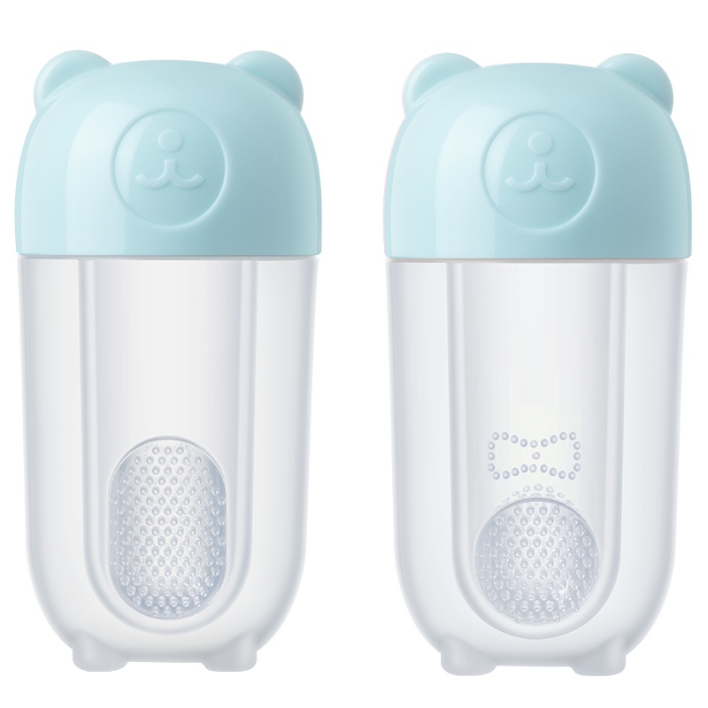 小熊(Bear)婴儿牙刷 手指套牙刷 训练软毛乳牙刷硅胶口腔清洁2个装托比蓝 MX-Y0002