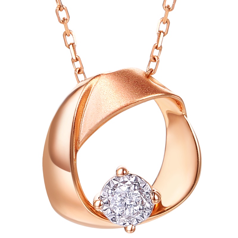 钻石世家 18K金钻石项链 圆舞曲系列 送女友礼物时尚项链女款首饰 秋季新品 主石3分