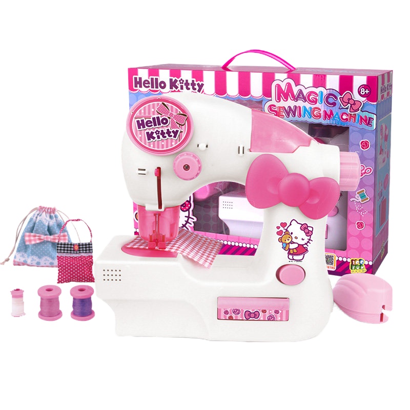 冰雪奇缘儿童缝纫机8-10岁小玲女孩手工制作衣服小伶玩具 凯蒂猫迷你缝纫机