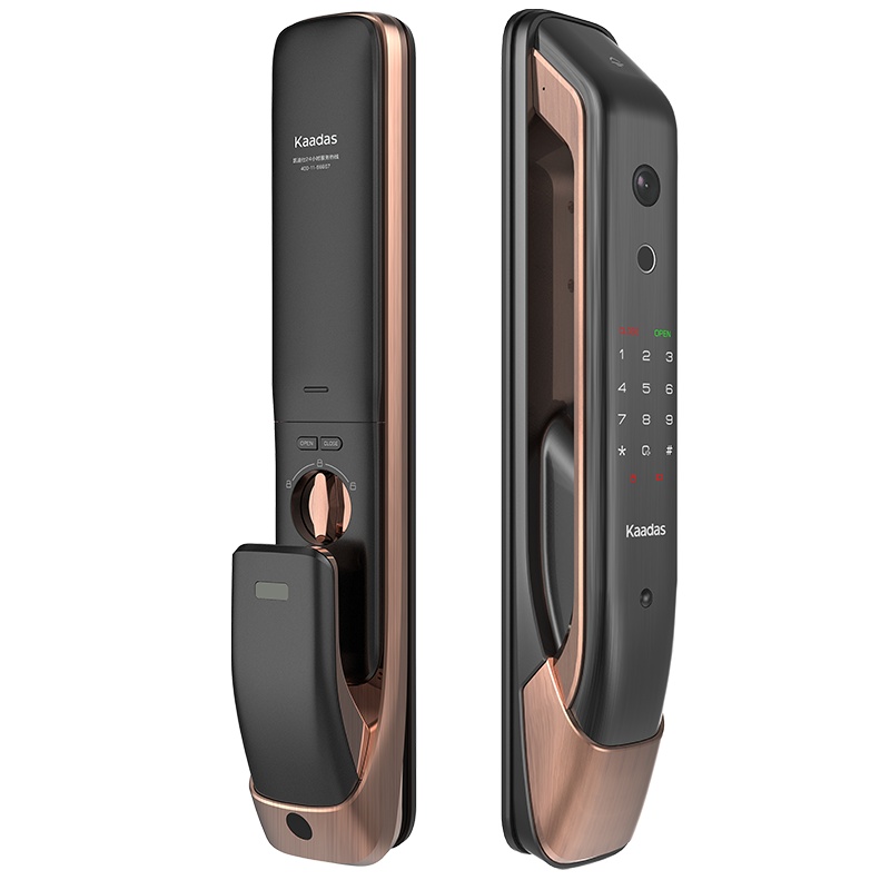 凯迪仕(Kaadas)智能锁K20-F指纹锁家用防盗门锁电子密码锁全自动推拉智能门锁人脸识别锁锂电池红古铜色