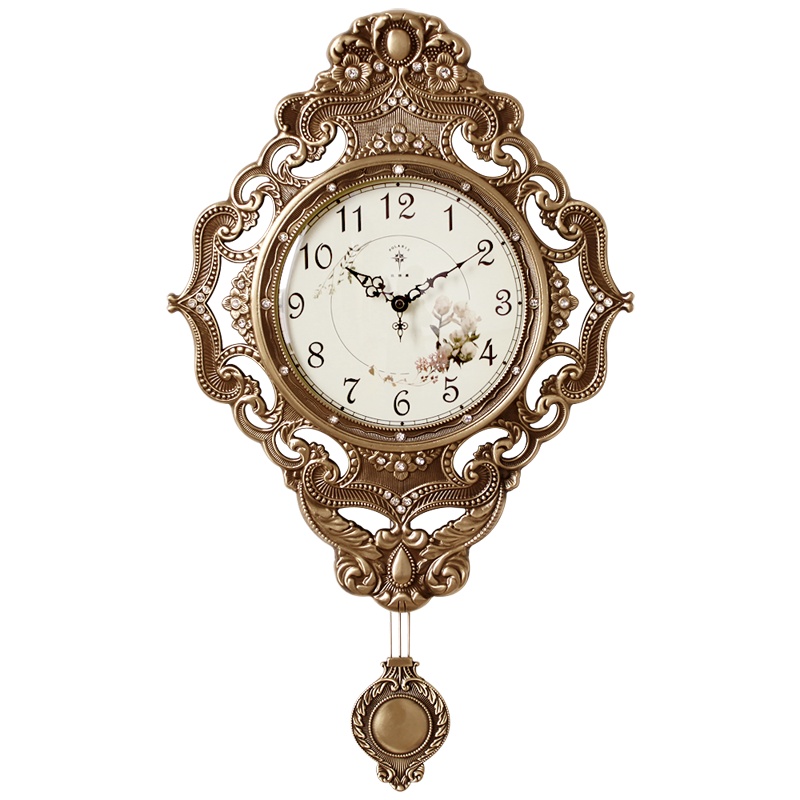 北极星(POLARIS)欧式仿古黄铜静音大挂钟时尚摇摆时钟简约创意石英钟表豪华欧式挂表创意艺术壁挂钟表