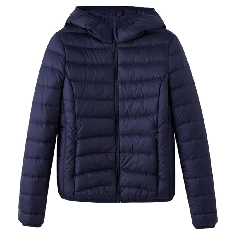 拉夏贝尔轻薄羽绒服女短款新款冬季学生女式连帽修身面包服外套潮流