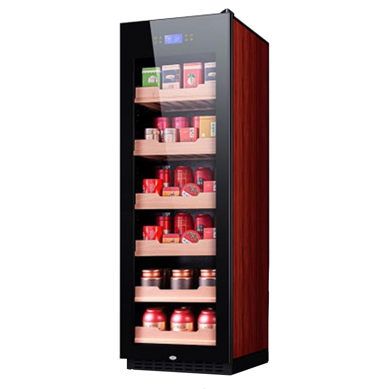 尊堡(zunbao)JC-435E茶叶冷藏保鲜恒温红酒柜冰箱冰吧客厅家用饮料雪茄柜 红木纹+果篮