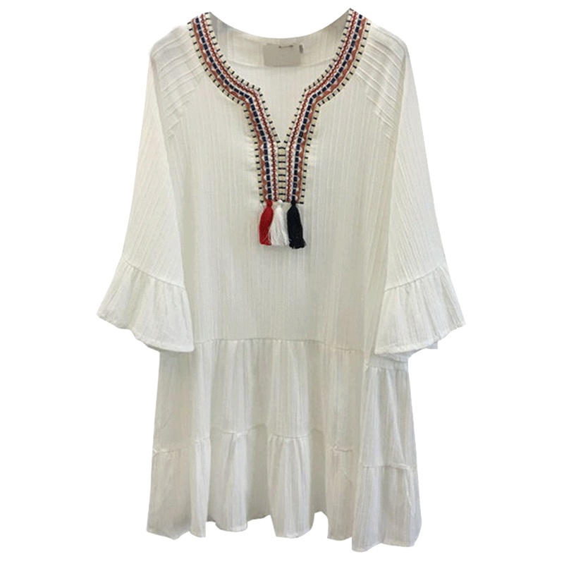 孕妇春装裙七分袖宽松夏天孕妇夏装上衣女简约小清新孕产妇服饰中长款韩版孕妇上衣