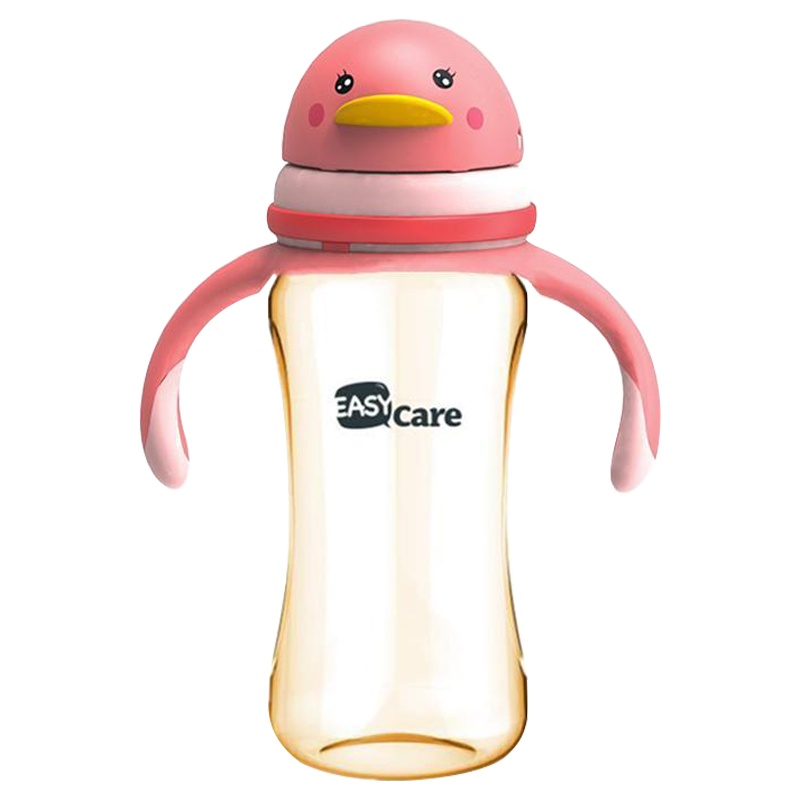 伊斯卡尔(Easy Care)宝宝学饮杯防漏防呛ppsu宝宝吸管杯幼儿园防摔水杯320ML 粉色