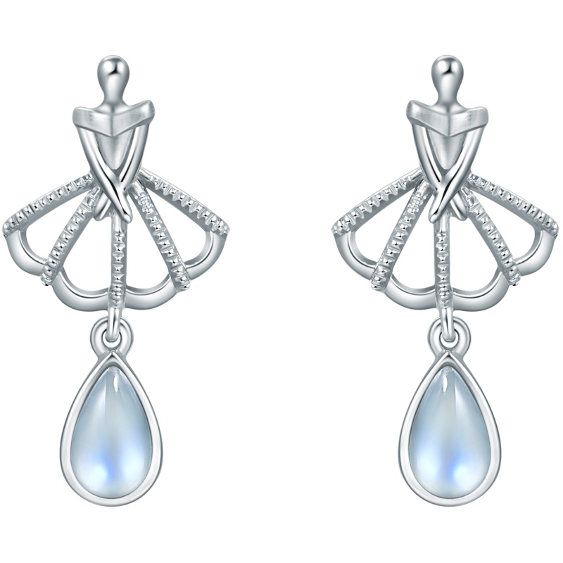 周大福仙女力系列小仙女月光石18K金耳钉V113223