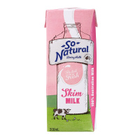 澳大利亚 澳洲原装进口牛奶 澳伯顿So Natural 脱脂纯牛奶 200ml*24整箱装