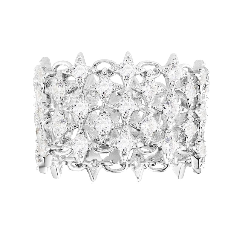 apm MONACO周冬雨同款高贵法式四角星指骨925银戒指女士宴会镶晶钻首饰奢华贵族A18075OX