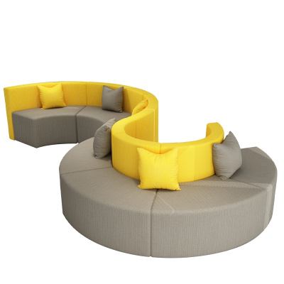 办公室大厅创意弧形商场等待区休息处高端写字楼休闲区域异形s形沙发