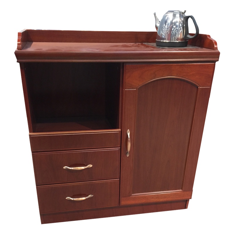 质凡中式茶水柜办公室办公区贴实木皮油漆储物小柜置物矮柜靠墙茶水柜
