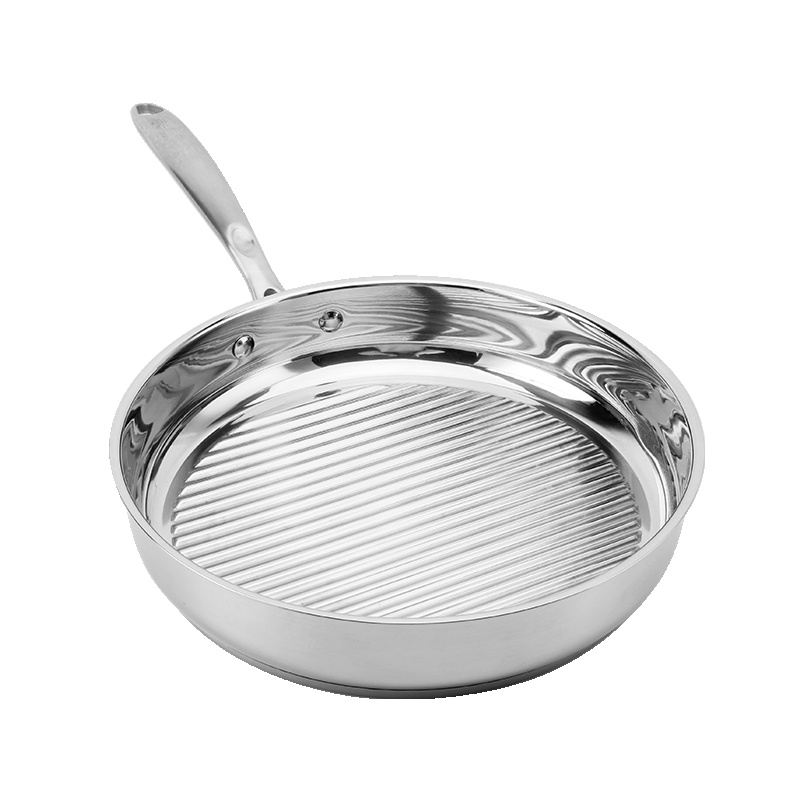 龙兴宝富(LXBF) 28CM 专用牛排煎锅LX-JG28-01M;304食品级不锈钢牛扒锅 无盖 炉灶通用