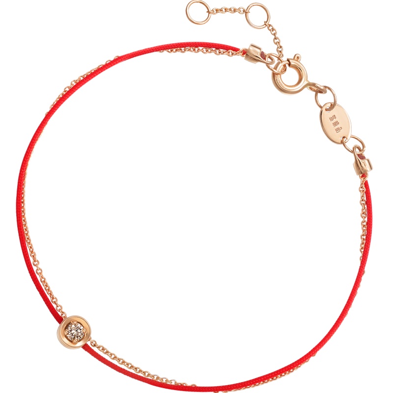 周生生(CHOW SANG SANG)18K金Wrist Play同心啡钻红绳手链88380B定价