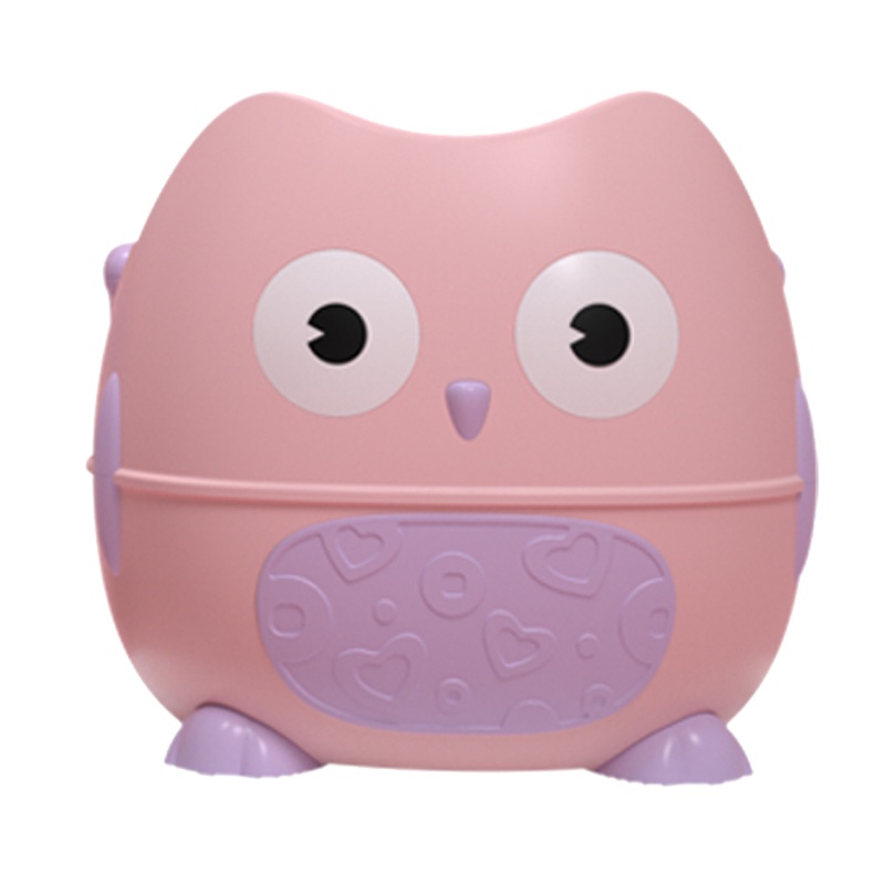 DuDi/青蛙嘟迪 母婴儿童马桶坐便器婴幼儿座便盆男女宝宝厕所尿桶加大号小孩便携尿盆 卡通猫头鹰座便器(PU软垫)石英粉