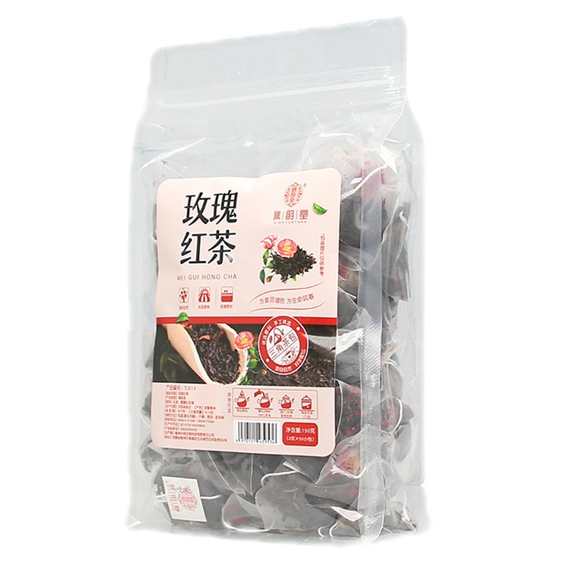 谯韵堂玫瑰红茶50袋量贩装三角包茶养颜茶花草味袋泡茶