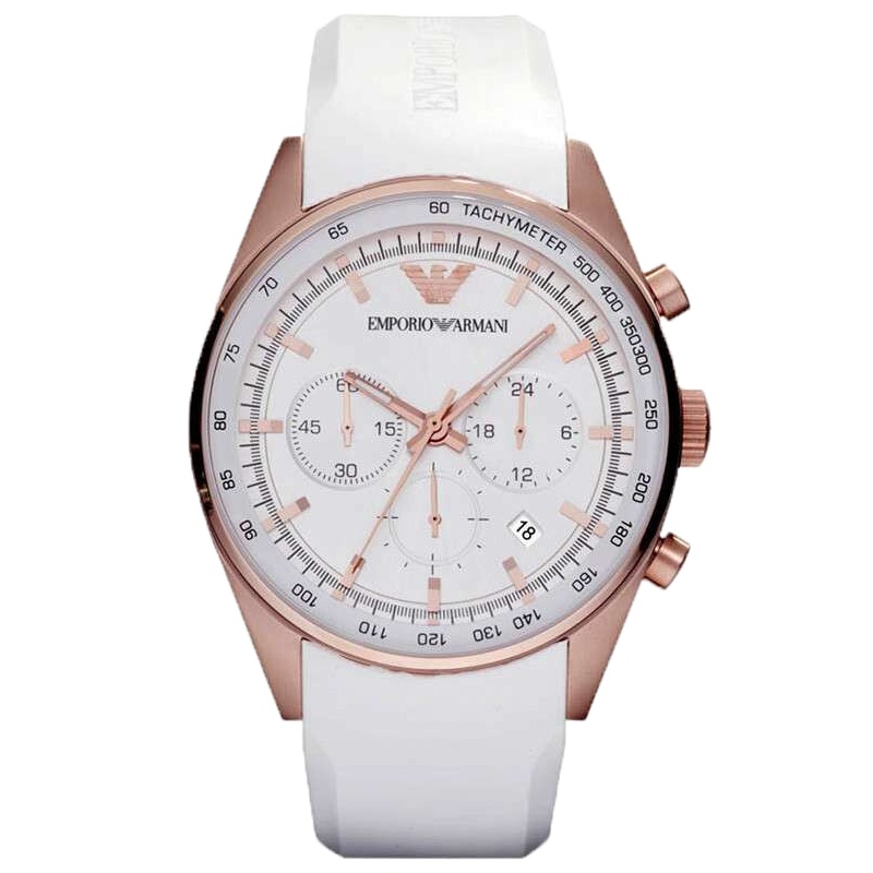 阿玛尼（ARMANI）男士手表商务休闲三眼石英时尚计时男表 AR5979 白色