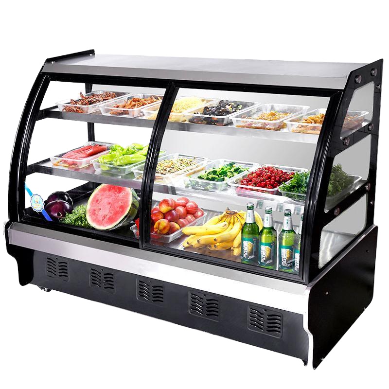 凉菜展示柜冷藏保鲜柜商用小型点菜柜烧烤鸭脖熟食卤菜展示柜|豪华款后开门(三层制冷) 长1米宽65厘米高1.2米