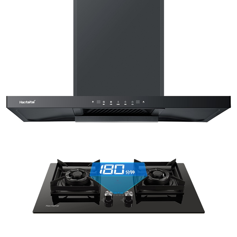 Haotaitai用心爱好太太油烟机燃气灶套装家用大吸力欧式顶吸E902+2195A-D定时灶5.2kw烟灶套餐-天然气